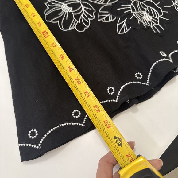 Etcetera Skirt Round Linen Blend Embellished Embroidery Bead Ribbon Lined Size 2 - Picture 15 of 15